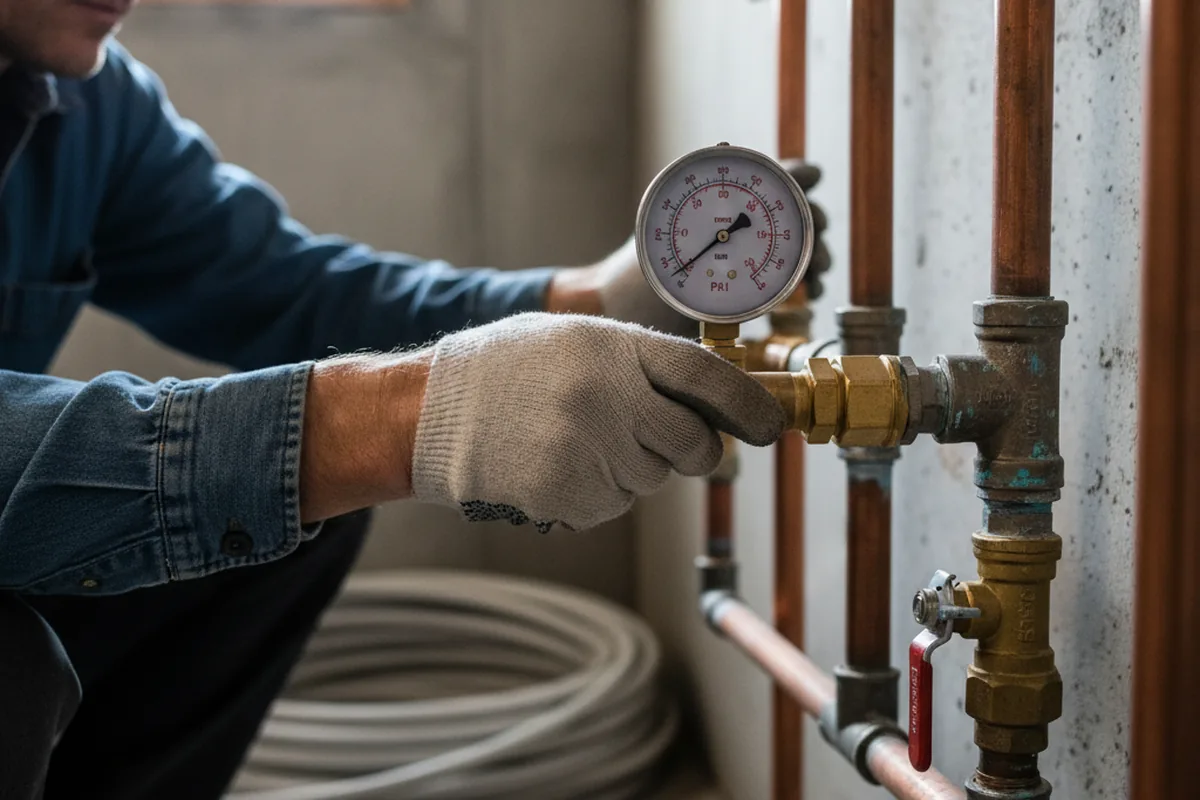 Pressure testing a repaired line during Water Line Repair in Hibernia