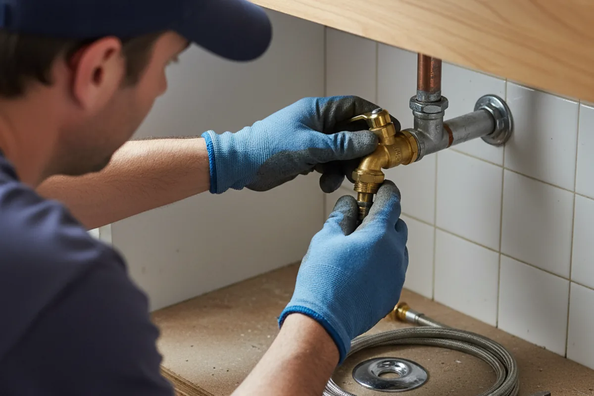 Shutoff valve and fitting work during Emergency Plumbing in Hibernia